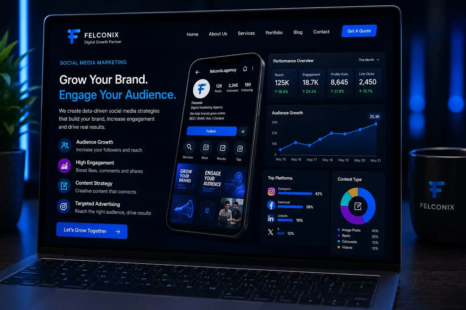 Social media marketing concept mockup